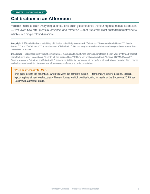 3D Printer Calibration QuickStart (PDF)