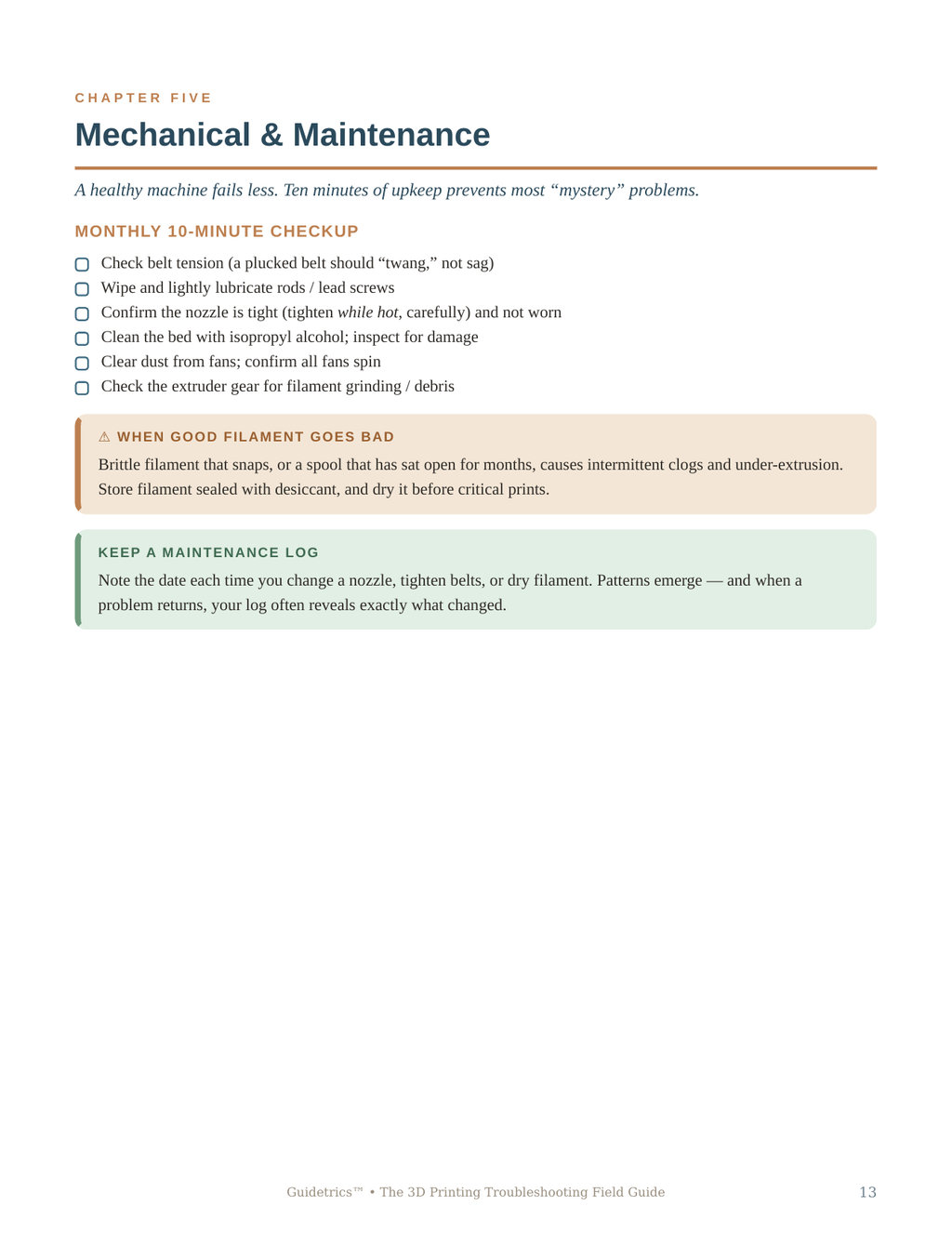3D Printing Troubleshooting Field Guide