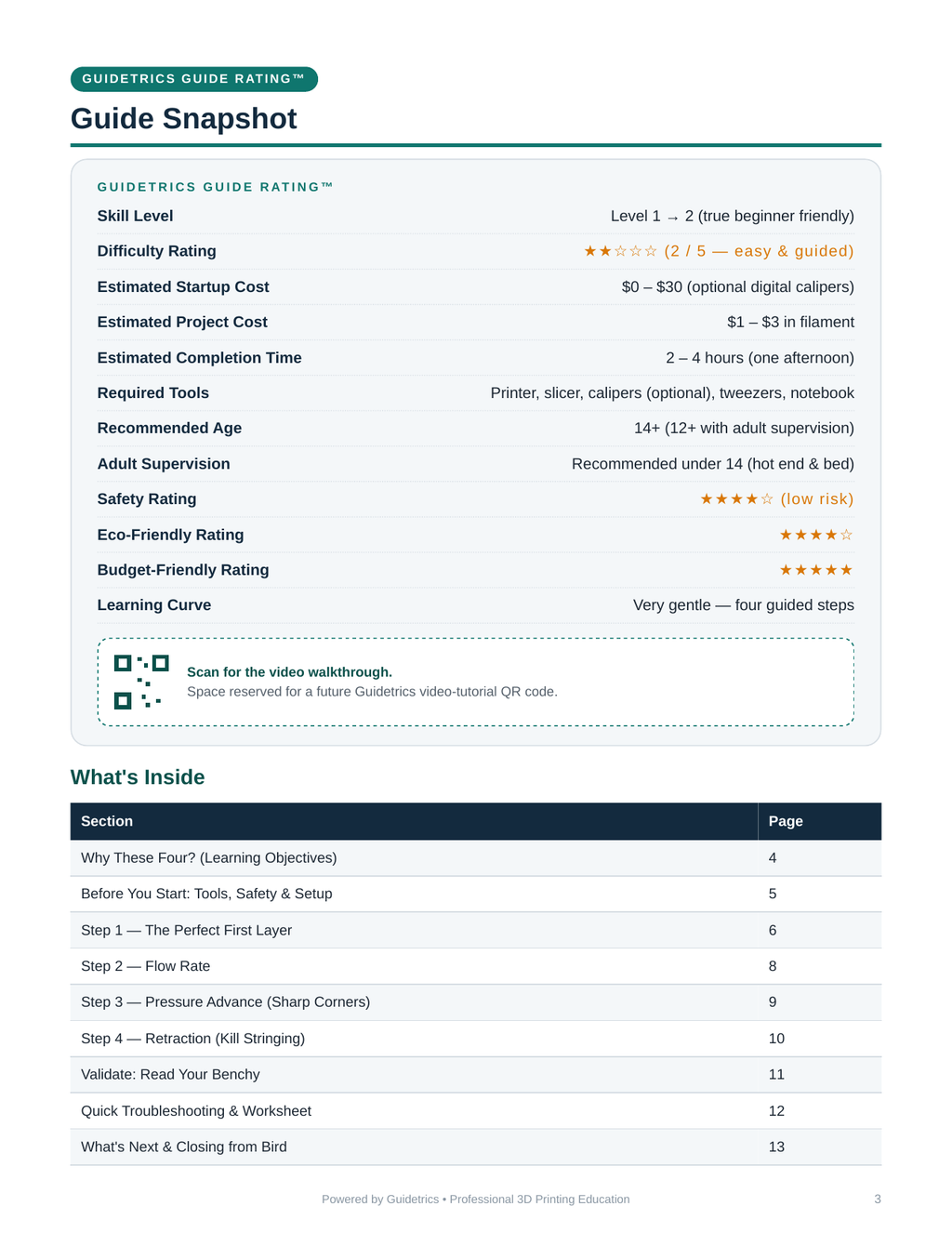 3D Printer Calibration QuickStart (PDF)