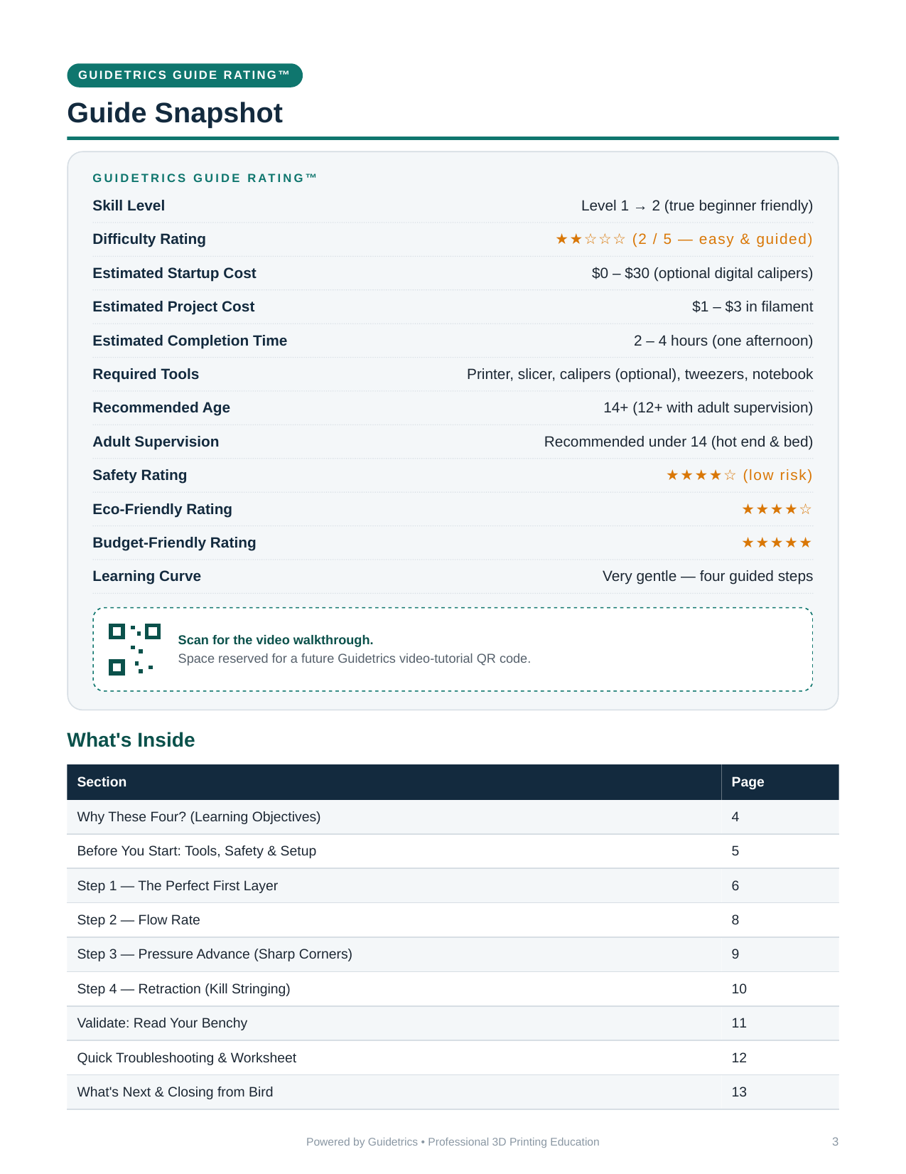 3D Printer Calibration QuickStart (PDF)