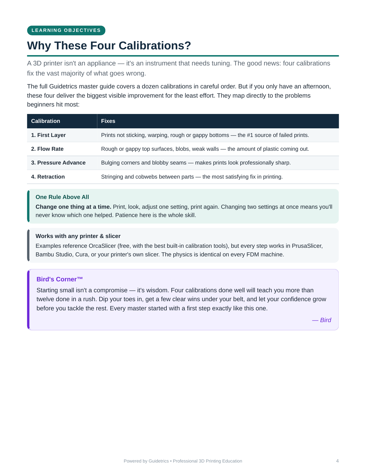 3D Printer Calibration QuickStart (PDF)
