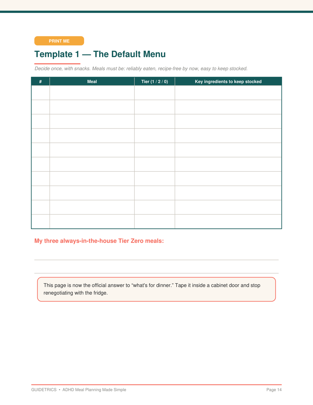 ADHD Meal Planning — A Guidetrics Guide