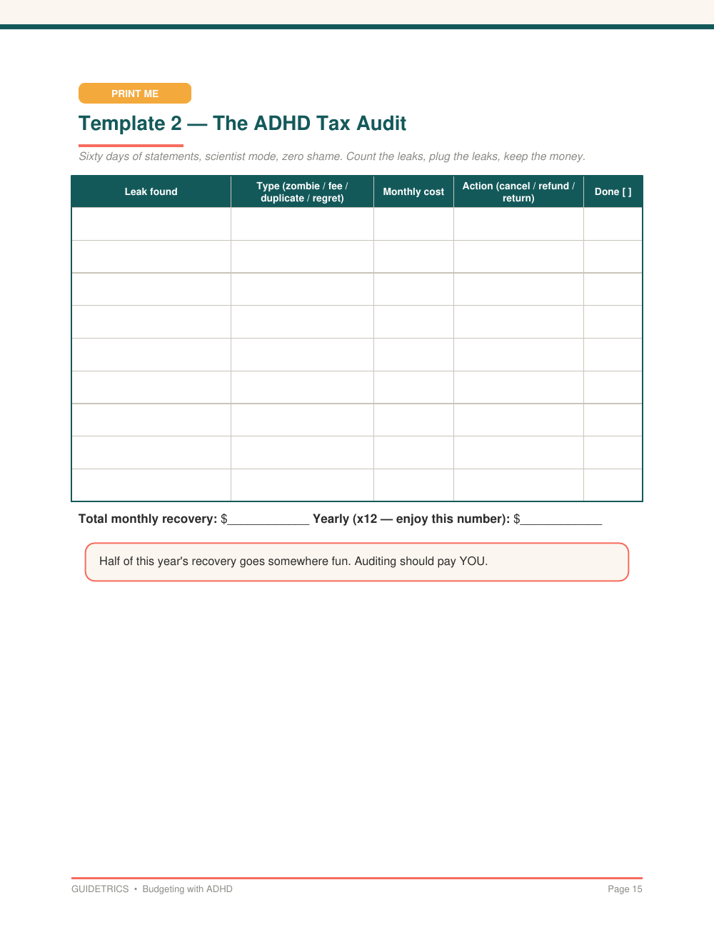 Budgeting with ADHD