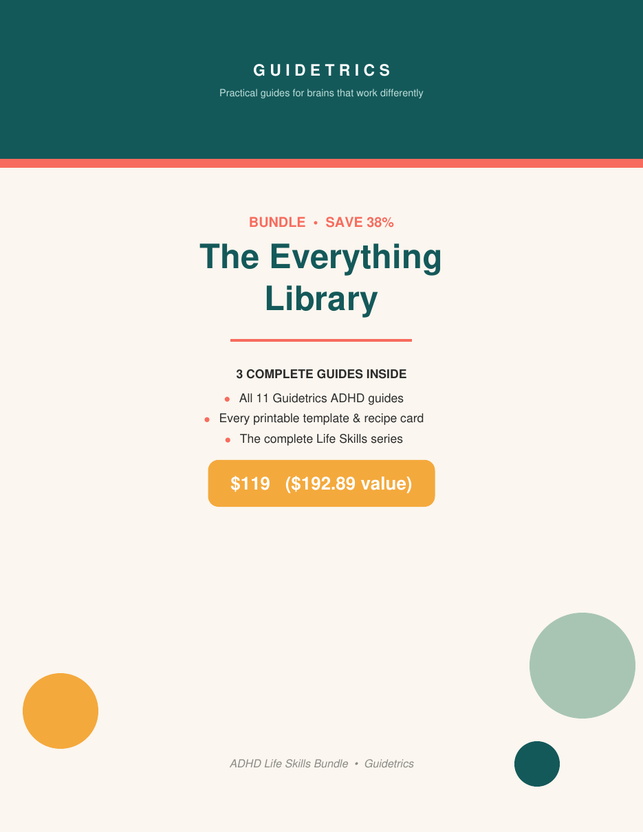 Cover of The Everything Library, a bundle of all 11 Guidetrics ADHD guides