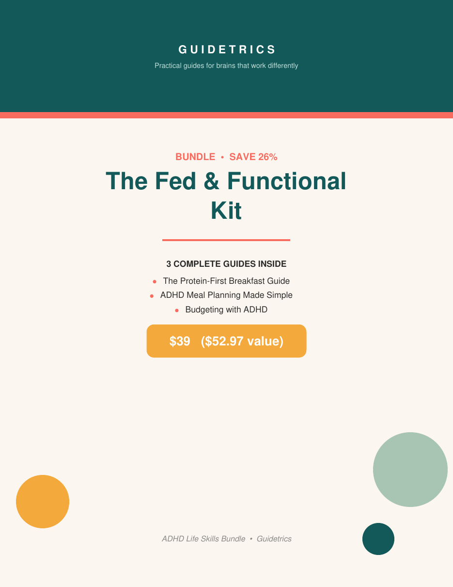Cover of The Fed and Functional Kit, an ADHD food and budgeting bundle by Guidetrics