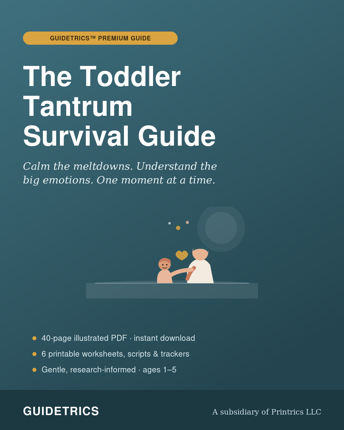 Cover of The Toddler Tantrum Survival Guide, a gentle-parenting PDF guide by Guidetrics