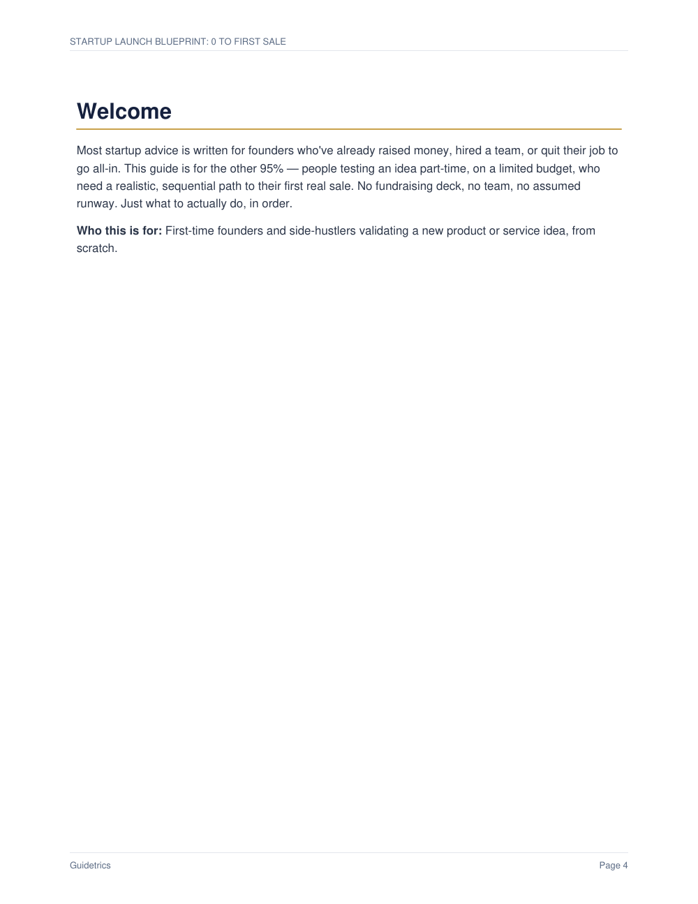 Startup Launch Blueprint: 0 to First Sale